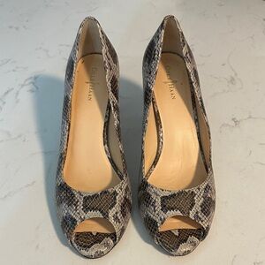 Cole Haan Women's Snakeskin Pattern Peep Toe Heels Size 8